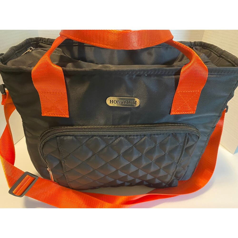 Honymum Insulated Lunch Tote Bag for Work, Baby Items, Picnic, Beach, Black